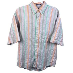 Royal Oxford GANT Mens Medium Striped Short Sleeve Button Down Shirt